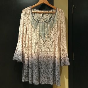 Free People Ombre Lace Embellished Tunic